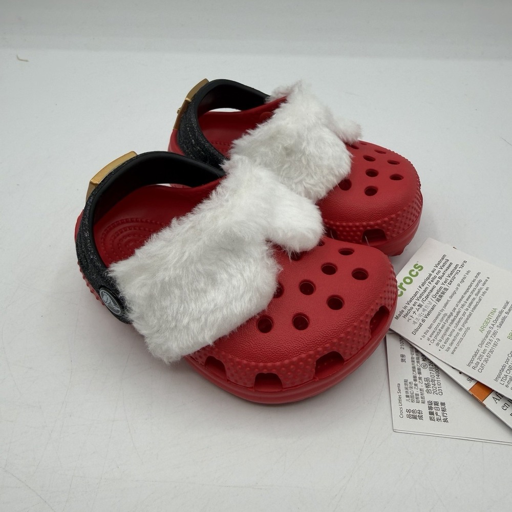 Crocs Littles Santa Claus Classic Clogs‎ Toddler Size C2/C3 Red Christmas Shoes